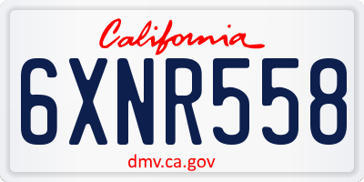 CA license plate 6XNR558