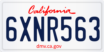 CA license plate 6XNR563