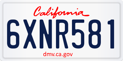 CA license plate 6XNR581