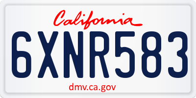 CA license plate 6XNR583