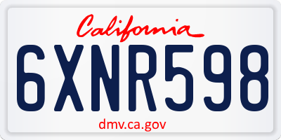 CA license plate 6XNR598
