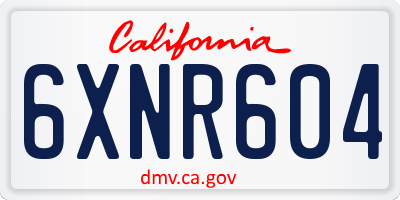 CA license plate 6XNR604