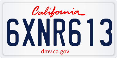 CA license plate 6XNR613