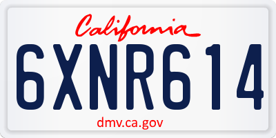 CA license plate 6XNR614