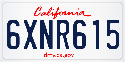 CA license plate 6XNR615
