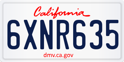 CA license plate 6XNR635