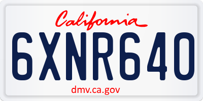 CA license plate 6XNR640