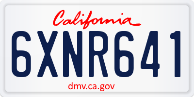 CA license plate 6XNR641