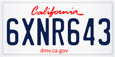 CA license plate 6XNR643