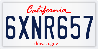 CA license plate 6XNR657