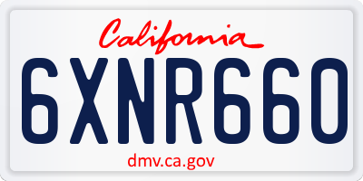 CA license plate 6XNR660