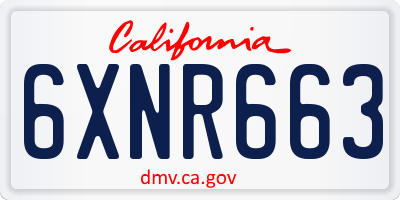 CA license plate 6XNR663