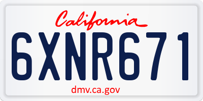 CA license plate 6XNR671