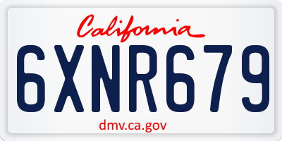 CA license plate 6XNR679