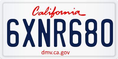 CA license plate 6XNR680