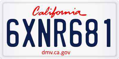 CA license plate 6XNR681