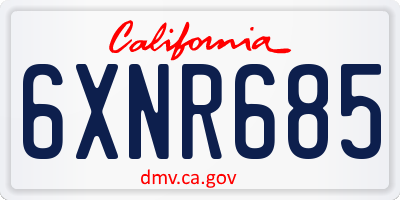CA license plate 6XNR685