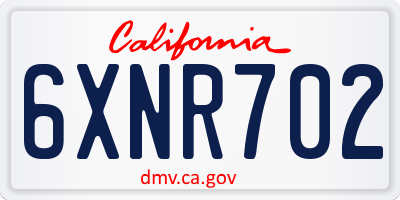 CA license plate 6XNR702