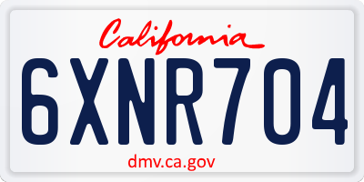CA license plate 6XNR704