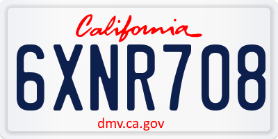 CA license plate 6XNR708