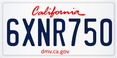 CA license plate 6XNR750