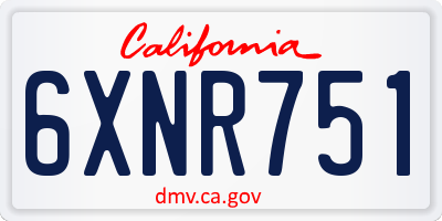 CA license plate 6XNR751