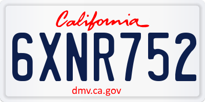 CA license plate 6XNR752