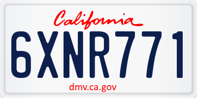 CA license plate 6XNR771