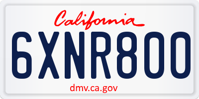 CA license plate 6XNR800