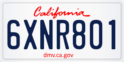 CA license plate 6XNR801