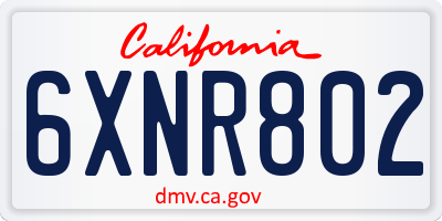 CA license plate 6XNR802