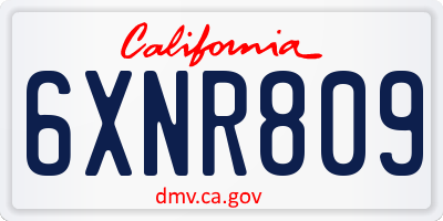 CA license plate 6XNR809