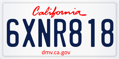 CA license plate 6XNR818