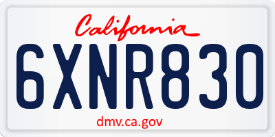 CA license plate 6XNR830