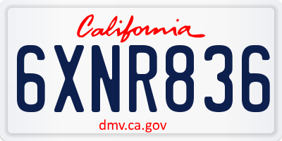 CA license plate 6XNR836