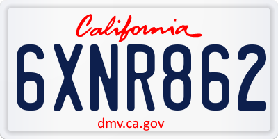 CA license plate 6XNR862