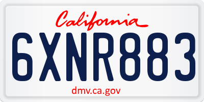 CA license plate 6XNR883