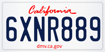 CA license plate 6XNR889
