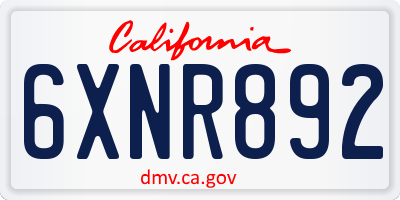 CA license plate 6XNR892