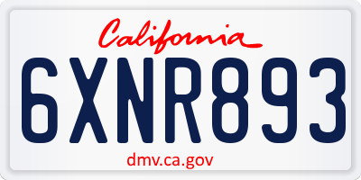 CA license plate 6XNR893