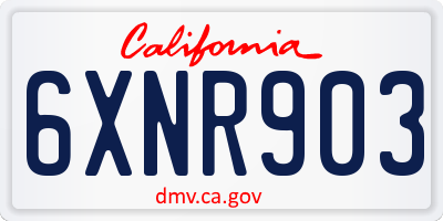 CA license plate 6XNR903
