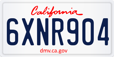 CA license plate 6XNR904