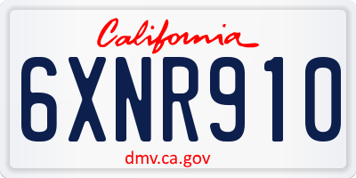 CA license plate 6XNR910