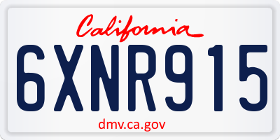 CA license plate 6XNR915