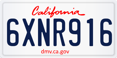 CA license plate 6XNR916