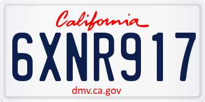 CA license plate 6XNR917