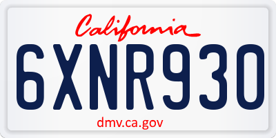 CA license plate 6XNR930