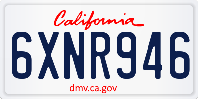 CA license plate 6XNR946