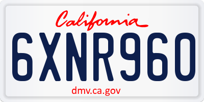 CA license plate 6XNR960