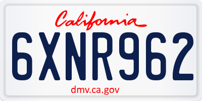 CA license plate 6XNR962